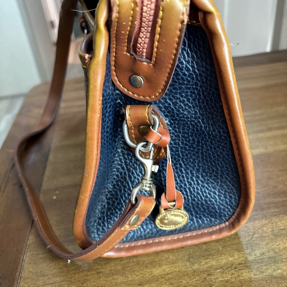 Navy Blue and Brown Leather Dooney and Bourke Crossbody Bag - Picture 5 of 12